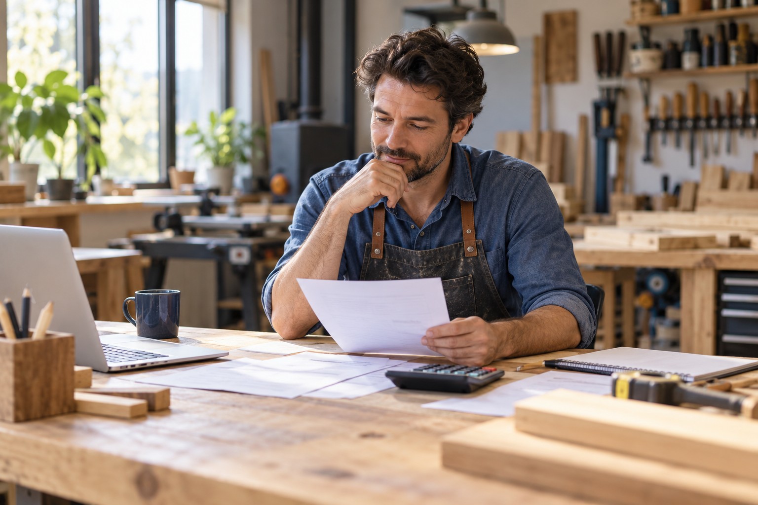Un artisan indépendant dans son atelier